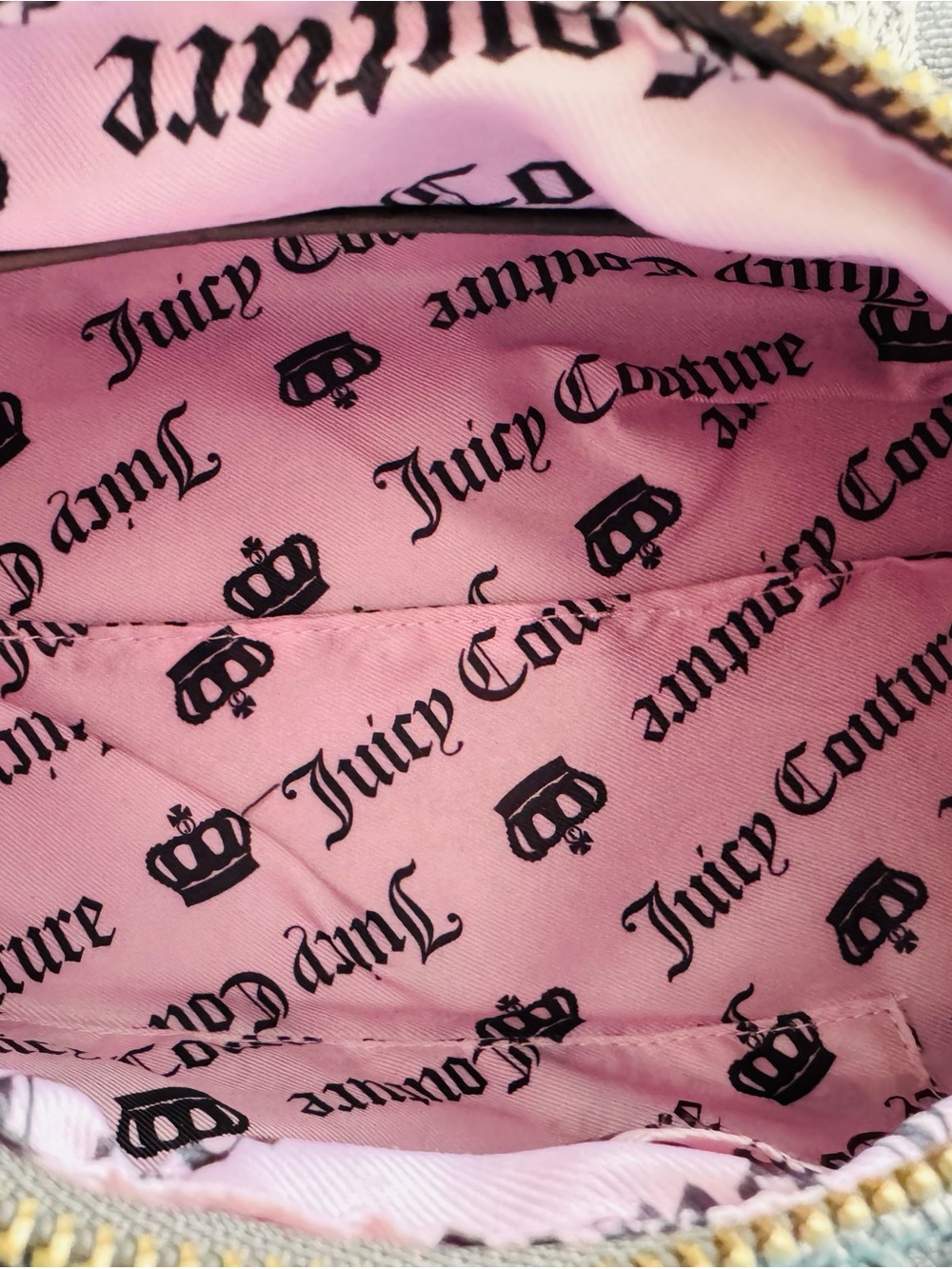 NWT Juicy Couture Black Logo Shoulder Bag with Pink Bow Charm - Picture 8 of 13